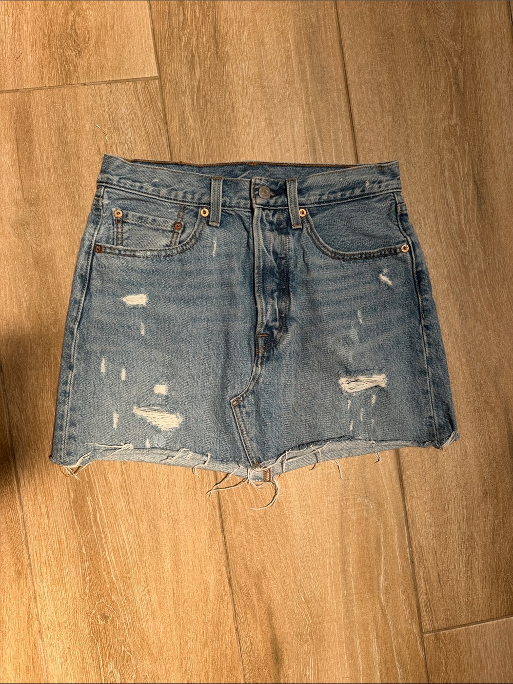 Levi's Distressed Denim Mini Skirt